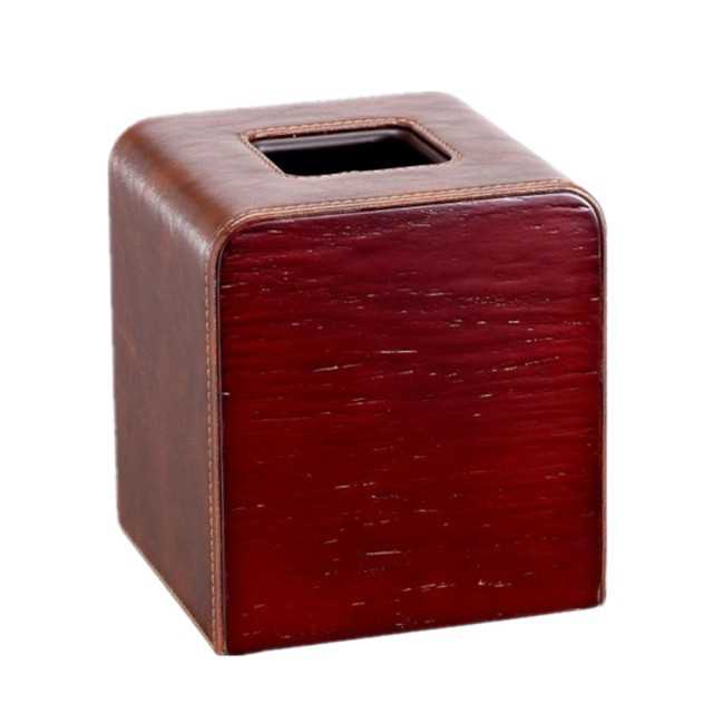 Square PU leather tissue box for hotel